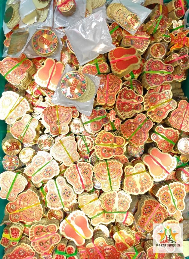Golden tiny Charan and mix design Sticker (50 Ps Bundle)