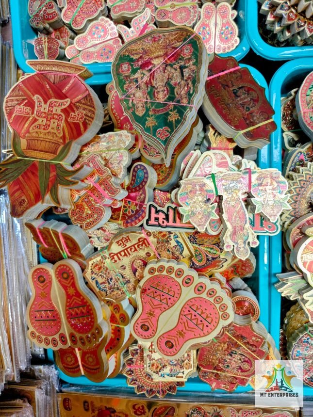 Golden Medium Charan and mix design Sticker (50 Ps Bundle)