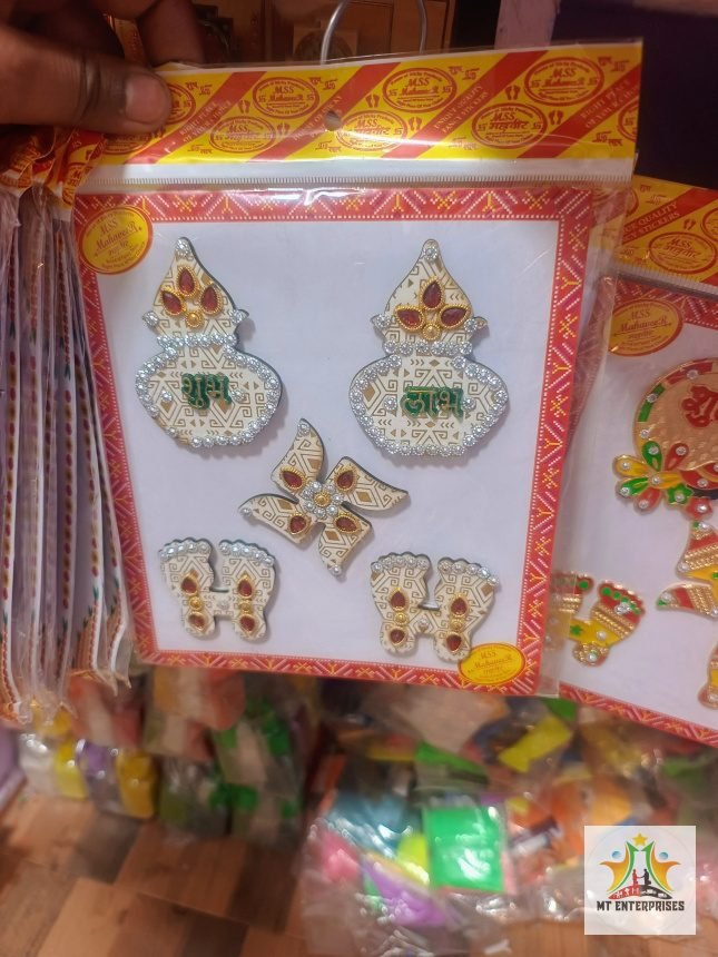 1/5 Red White wooden sticker (10 patte ki packet)